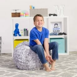 Bean Bag Chair - Posh Creations Canvas Blue/white Bubbles -Living Room Chairs store unnamed file 10010