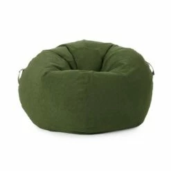 5' Avera Contemporary Bean Bag with Vinyl Straps - Christopher Knight Home Cedar Green/autumn Tan -Living Room Chairs store unnamed file 10040