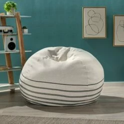 5' Hudgeons Boho Striped Bean Bag - Christopher Knight Home Natural/navy