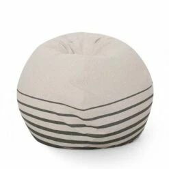 5' Hudgeons Boho Striped Bean Bag - Christopher Knight Home Natural/navy -Living Room Chairs store unnamed file 10048
