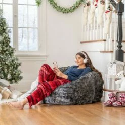 3" Leeson Faux Fur Bean Bag - Christopher Knight Home White