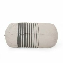 6.5' Hudgeons Boho Striped Bean Bag - Christopher Knight Home Natural/black -Living Room Chairs store unnamed file 10072