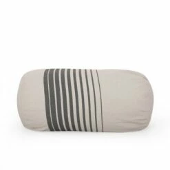 6.5' Hudgeons Boho Striped Bean Bag - Christopher Knight Home Natural/black -Living Room Chairs store unnamed file 10076