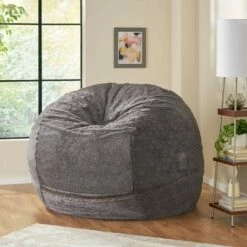 60" Greyrock Modern Glam Faux Fur Winter Bean Bag - Christopher Knight Home Snow White/beige