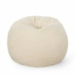 5' Newalla Modern Shearling Bean Bag - Christopher Knight Home Cream -Living Room Chairs store unnamed file 10095