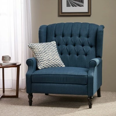 Apaloosa Oversized Wingback Press-Back Recliner Navy Blue - Christopher Knight Home 2 Apaloosa Oversized Wingback Press-Back Recliner Navy Blue - Christopher Knight Home