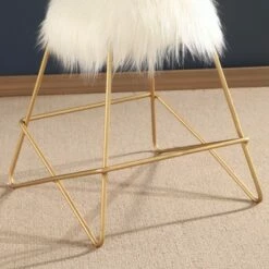 Zafir Faux Fur Vanity Stool White - Abbyson Living -Living Room Chairs store unnamed file 102