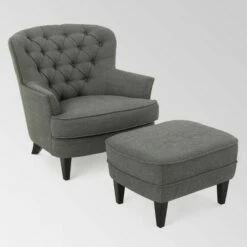 Tafton Club Chair and Ottoman - Christopher Knight Home Gray -Living Room Chairs store unnamed file 10207
