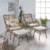 Chalet Indoor Modern Boho Wicker Chat Set with Ottomans Light Brown/Beige/Black - Christopher Knight Home -Living Room Chairs store unnamed file 10225