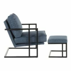 Roman Industrial Lounge Chair and Ottoman - LumiSource Black/gray