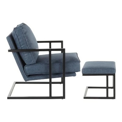 Roman Industrial Lounge Chair and Ottoman - LumiSource Black/gray 3 Roman Industrial Lounge Chair and Ottoman - LumiSource Black/gray