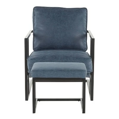 Roman Industrial Lounge Chair and Ottoman - LumiSource Black/gray 6 Roman Industrial Lounge Chair and Ottoman - LumiSource Black/gray - Image 4