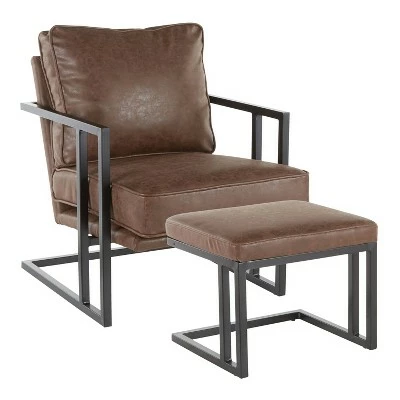Roman Industrial Lounge Chair and Ottoman - LumiSource Black/gray 11 Roman Industrial Lounge Chair and Ottoman - LumiSource Black/gray - Image 9