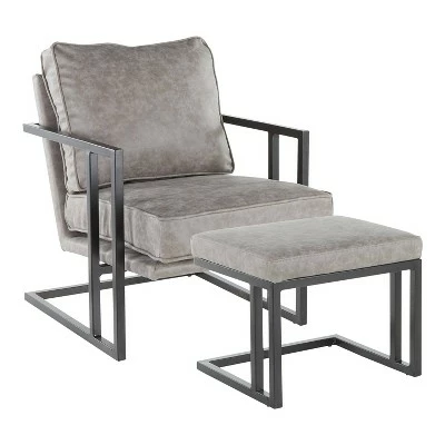 Roman Industrial Lounge Chair and Ottoman - LumiSource Black/gray 12 Roman Industrial Lounge Chair and Ottoman - LumiSource Black/gray - Image 10