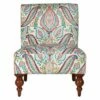 Slipper Accent Chair and Ottoman Coral/Turquoise - HomePop