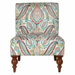 Slipper Accent Chair and Ottoman Coral/Turquoise - HomePop