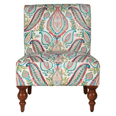 Slipper Accent Chair and Ottoman Coral/Turquoise - HomePop 3 Slipper Accent Chair and Ottoman Coral/Turquoise - HomePop