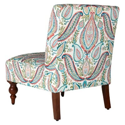 Slipper Accent Chair and Ottoman Coral/Turquoise - HomePop 5 Slipper Accent Chair and Ottoman Coral/Turquoise - HomePop - Image 3