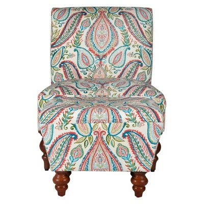 Slipper Accent Chair and Ottoman Coral/Turquoise - HomePop 6 Slipper Accent Chair and Ottoman Coral/Turquoise - HomePop - Image 4
