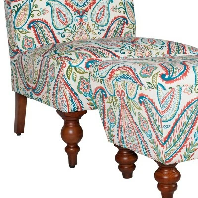 Slipper Accent Chair and Ottoman Coral/Turquoise - HomePop 8 Slipper Accent Chair and Ottoman Coral/Turquoise - HomePop - Image 6