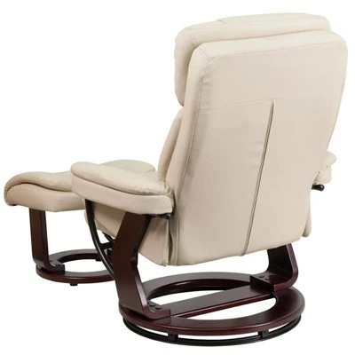 Riverstone Furniture Collection Leather Recliner & Ottoman Beige 5 Riverstone Furniture Collection Leather Recliner & Ottoman Beige - Image 3