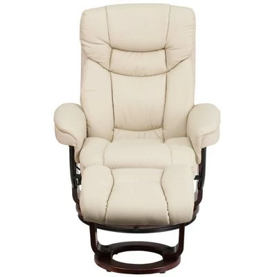 Riverstone Furniture Collection Leather Recliner & Ottoman Beige 6 Riverstone Furniture Collection Leather Recliner & Ottoman Beige - Image 4