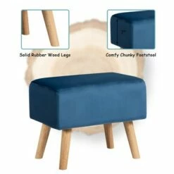 Costway Leisure Chair and Ottoman Thick Padded Velvet Tufted Sofa Set w/ Wood Legs PinkBlue Green -Living Room Chairs store unnamed file 10344