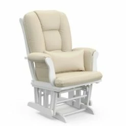 Storkcraft Tuscany White Frame Glider and Ottoman Pink Blush Swirl -Living Room Chairs store unnamed file 10383