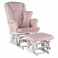 Storkcraft Tuscany White Frame Glider and Ottoman Pink Blush Swirl -Living Room Chairs store unnamed file 10387