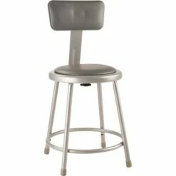 National Public Seating 2pk 18" Heavy Duty Vinyl Padded Steel Stool with Backrest - Hampton Collection Gray