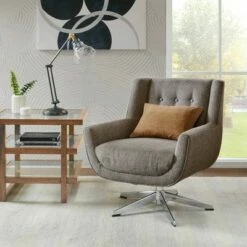 Ink+Ivy Nina Swivel Lounge Star Based Chair Brown