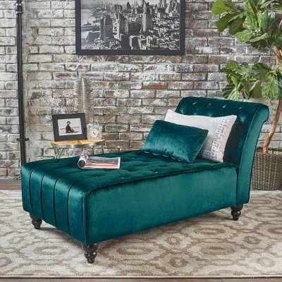 Rubie New Velvet Chaise Lounge - Christopher Knight Home Gray 3 Rubie New Velvet Chaise Lounge - Christopher Knight Home Gray