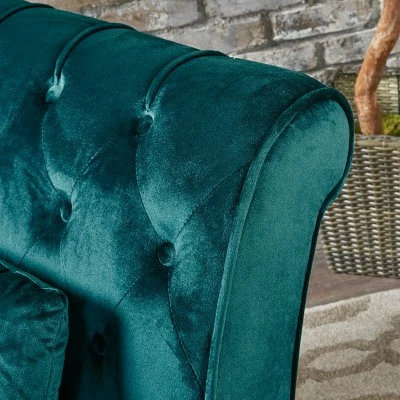 Rubie New Velvet Chaise Lounge - Christopher Knight Home Gray 4 Rubie New Velvet Chaise Lounge - Christopher Knight Home Gray - Image 2