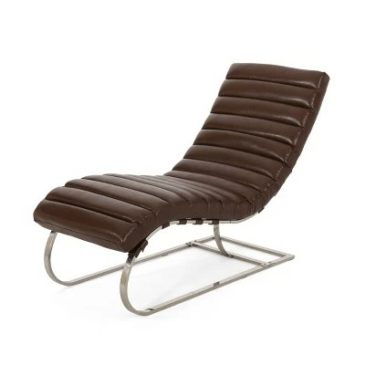 Pearsall Modern Channel Stitch Chaise Lounge - Christopher Knight Home Dark Brown/silver 9 Pearsall Modern Channel Stitch Chaise Lounge - Christopher Knight Home Dark Brown/silver - Image 7