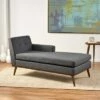 Stormi Mid-Century Modern Fabric Chaise Lounge - Christopher Knight Home Muted Dark Gray/walnut