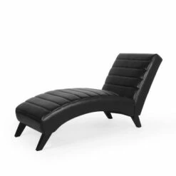 Stillmore Contemporary Channel Stitch Chaise Lounge - Christopher Knight Home Midnight Black/dark Brown -Living Room Chairs store unnamed file 10451