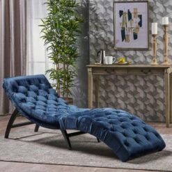 Garret Tufted Chaise Lounge - Christopher Knight Home Teal
