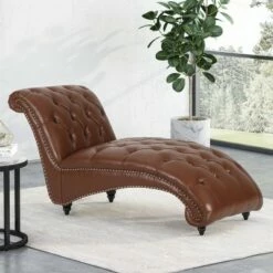 Varnell Contemporary Button Tufted Chaise Lounge - Christopher Knight Home Dark Brown