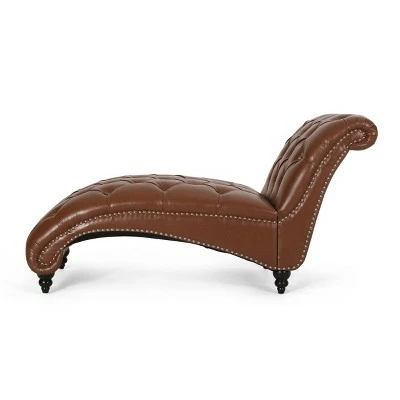 Varnell Contemporary Button Tufted Chaise Lounge - Christopher Knight Home Dark Brown 11 Varnell Contemporary Button Tufted Chaise Lounge - Christopher Knight Home Dark Brown - Image 9
