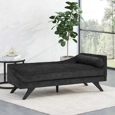 Cagle Mid Century Modern Fabric Chaise Lounge - Christopher Knight Home Black/dark Brown 3 Cagle Mid Century Modern Fabric Chaise Lounge - Christopher Knight Home Black/dark Brown