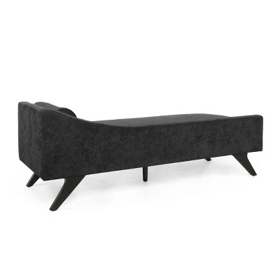 Cagle Mid Century Modern Fabric Chaise Lounge - Christopher Knight Home Black/dark Brown 4 Cagle Mid Century Modern Fabric Chaise Lounge - Christopher Knight Home Black/dark Brown - Image 2