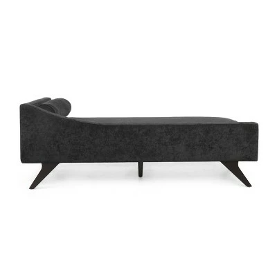 Cagle Mid Century Modern Fabric Chaise Lounge - Christopher Knight Home Black/dark Brown 7 Cagle Mid Century Modern Fabric Chaise Lounge - Christopher Knight Home Black/dark Brown - Image 5