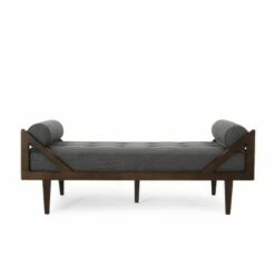 Rayle Contemporary Tufted Chaise Lounge with Rolled Accent Pillows - Christopher Knight Home Navy Blue/dark Brown -Living Room Chairs store unnamed file 10528