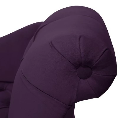 Button Tufted Chaise Settee Sofa - Threshold™ Velvet Pewter 3 Button Tufted Chaise Settee Sofa - Threshold™ Velvet Pewter