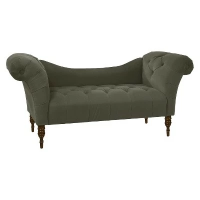 Button Tufted Chaise Settee Sofa - Threshold™ Velvet Pewter 10 Button Tufted Chaise Settee Sofa - Threshold™ Velvet Pewter - Image 8