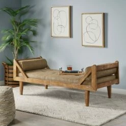 Zentner Rustic Tufted Double End Chaise Lounge with Bolster Pillows - Christopher Knight Home Midnight Black/gray