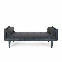 Zentner Rustic Tufted Double End Chaise Lounge with Bolster Pillows - Christopher Knight Home Midnight Black/gray -Living Room Chairs store unnamed file 10578