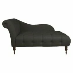 Custom Upholstered Tufted Chaise - Skyline Furniture Linen Talc -Living Room Chairs store unnamed file 10619