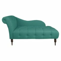 Custom Upholstered Tufted Chaise - Skyline Furniture Linen Talc -Living Room Chairs store unnamed file 10620