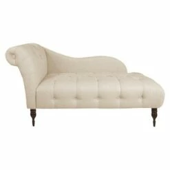 Custom Upholstered Tufted Chaise - Skyline Furniture Linen Talc -Living Room Chairs store unnamed file 10621